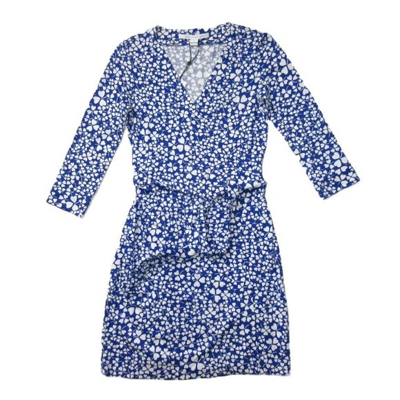 NWT Diane von Furstenberg DVF New Julian Two Mini in Blue Heart Wrap Dress 2 - Picture 1 of 8